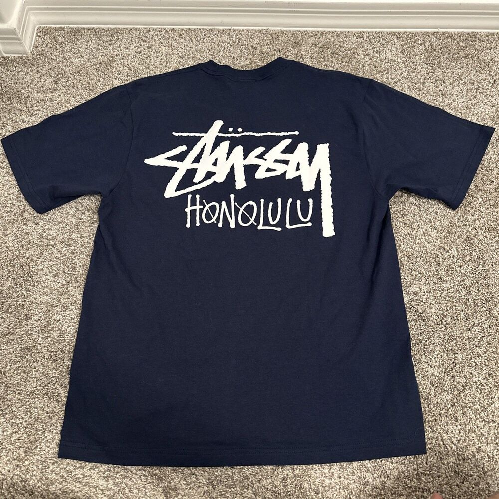 StΓΌssy Honolulu Blue Chapter T-Shirt - Size Medium - Perfect Condition- Rare